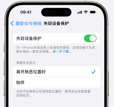 大荔苹果手机维修分享iOS17'失窃设备保护'功能是什么？ 