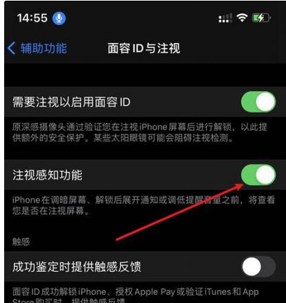 大荔苹果14维修网点分享iPhone14注视感知功能有什么用 